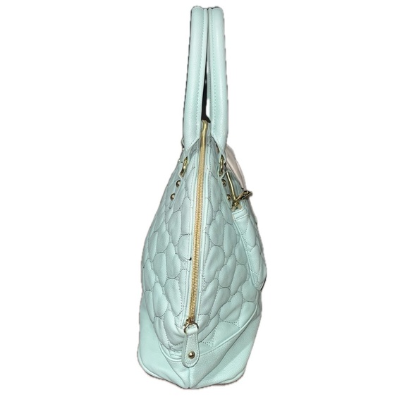 Betsey Johnson Green Quilted Satchel with a Cream Bow - Picture 2 of 14